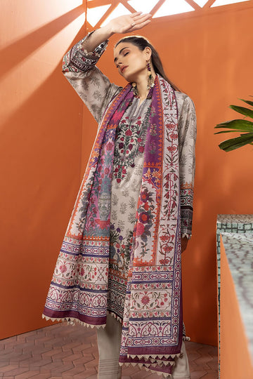 Khaadi Cotton Satin | Embroidered | Fabrics 3 Piece BCS240105 L Grey Online Shopping